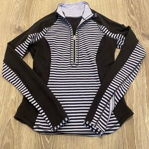 Lululemon Run: U-Turn 1/2 Zip Purple Stripe Pullover- Size 6